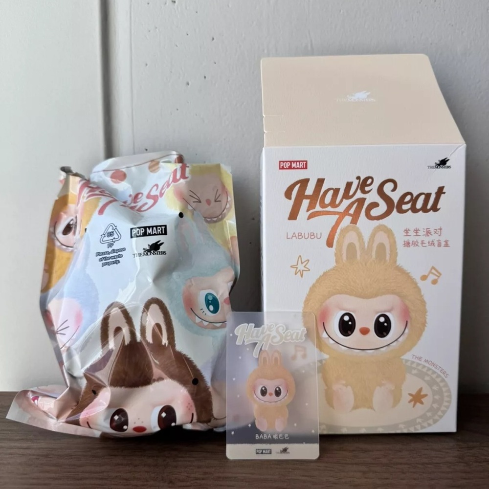 POP MART LABUBU The Monsters Have A Seat Vinyl Plush - BABA Open Box Sealed Bag